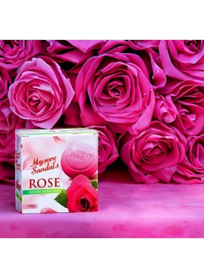 Mysore Sandal's rose luxury bath soap,150gm(Pack of 4) - Image 2